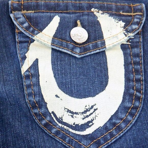 True Religion white abstract U horseshoe jeans - Picture 2 of 5